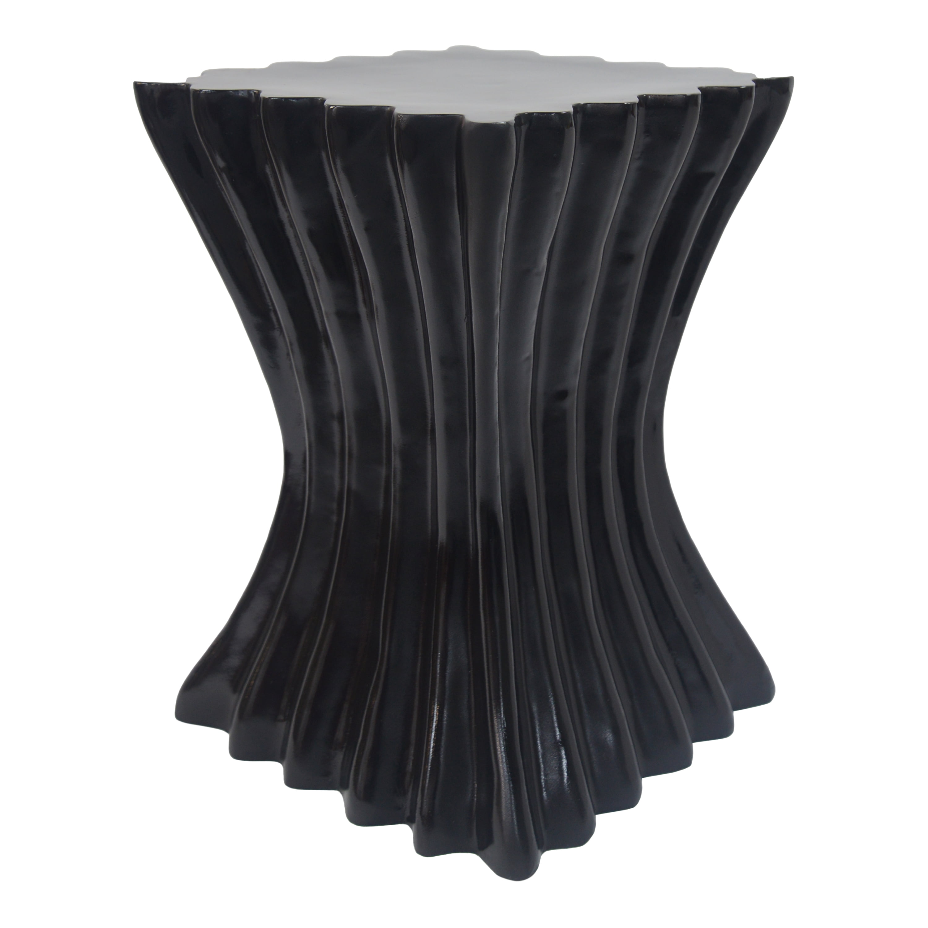 Wave Design Side Table, Outdoor Lightweight Concrete End Table for Patio Balcony Garden, Black