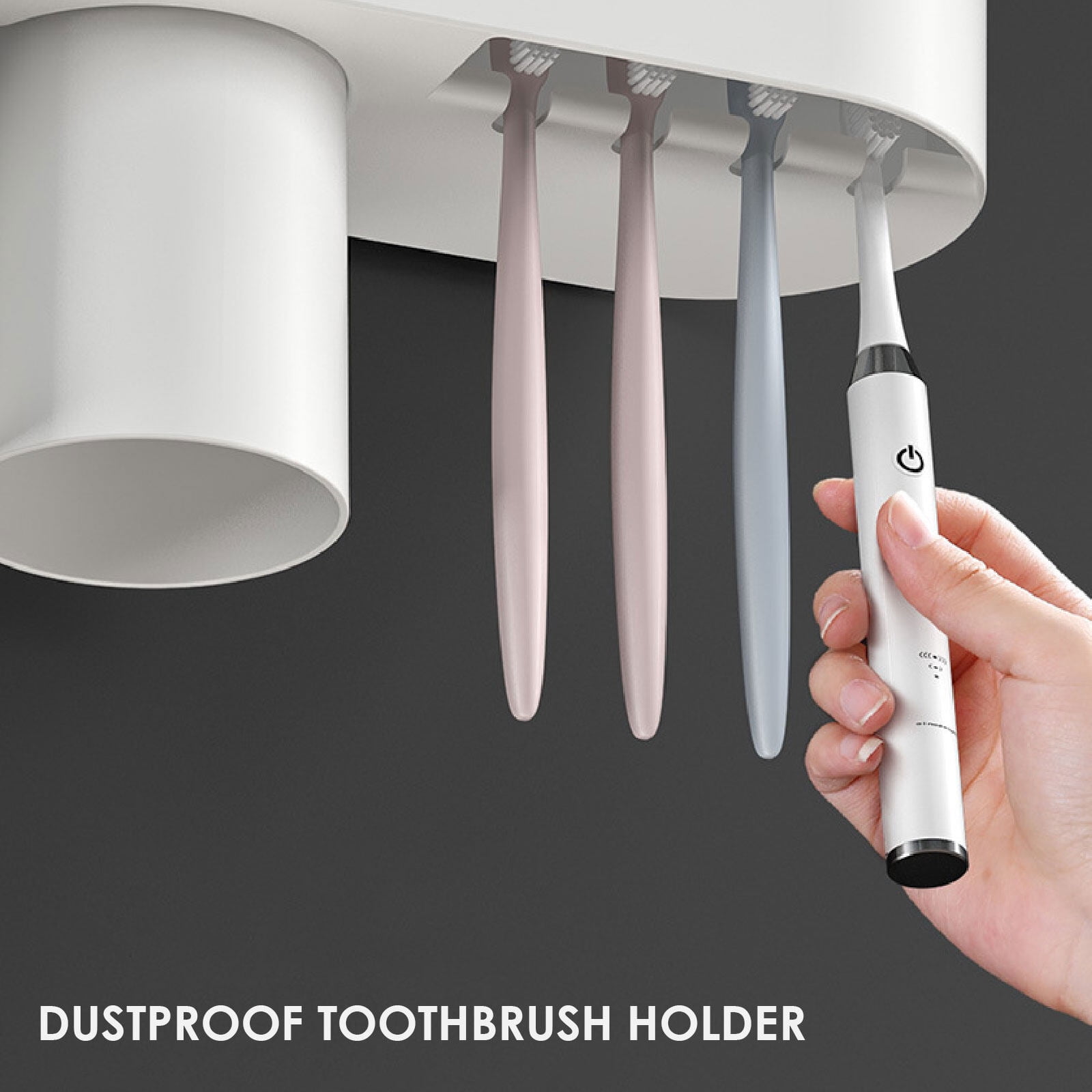 Yolispa Toothbrush Holders for Bathrooms,Automatic Toothpaste Dispenser Wall Mounted Toothbrush Holder with 6 Toothbrush Slots and 3 Cup