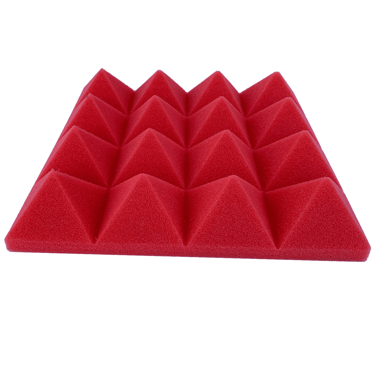 24Pcs 25X25X5Cm Studio Acoustic Soundproof Foam Pyramid Noise Insulation Sound Absorption Treatment Panels Black+Red