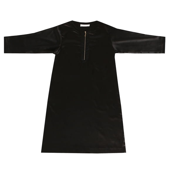 Coerni Kids Boys Embroidered Thobe Muslim Long Sleeve Kaftans Isl𝐚mic Robe Prayer Clothes Half Zipper Round Collar Thobe