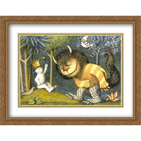 Where the Wild Things Are 2x Matted 28x22 Large Gold Ornate Framed Art Print by Maurice Sendak