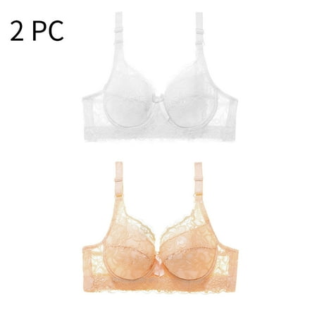 Ndbuld Bras for Women 18 Hour Comfort-strap Wireless Women s Sexy Oversized Bra Ultra Thin without Sponge Lingerie and Sexy Lace Large Chest Appears Smaller Holiday Gift Finder S-4XL L White