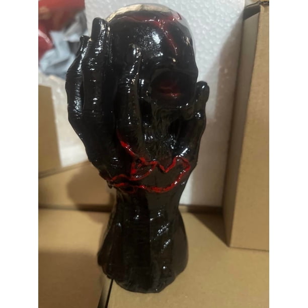 Estatua de calavera de mano furiosa, artesanía de resina, decoración de mesa para Halloween.
