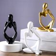 thumbnail image 7 of YEAUEME 3Pcs Abstract Thinker Figurine Mini Sitting Thinker Resin Statue Sculpture Living Room Home Office Bookshelf Desktop Decoration Ornament, 7 of 7
