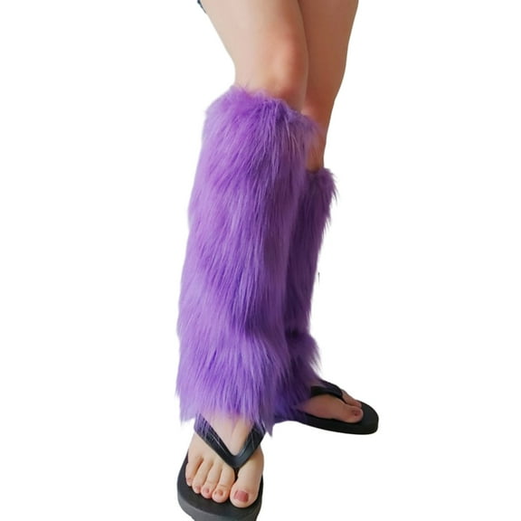 Sinyiin Leg Warmer Women Faux Furs Fuzzy Long Boots Shoes Cuffs Cover Warm Furry Costume