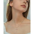 thumbnail image 4 of AWAYTR Floral Cross Necklace, Rose Gold Rhinestone Pendant, Multi-Color Floral Charm, Vintage Faith Jewelry for Women Gift, 4 of 7