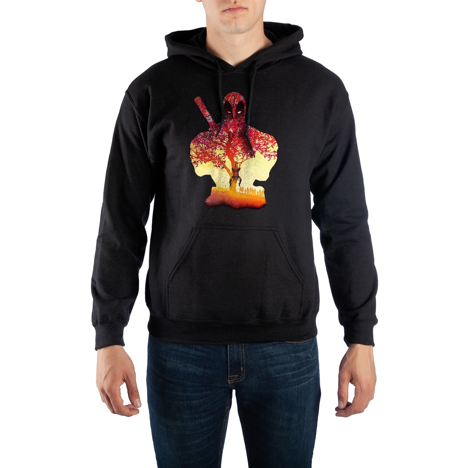 Marvel Deadpool Tree Silhouette Black Hoodie