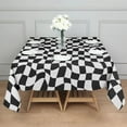 thumbnail image 3 of Black and White Wavy Checkerboard Pattern Square Tablecloth,Waterproof Square Table Cover,Wipeable Spillproof Washable Table Cover for Home Kitchen Party Decor 60"x60"(152x152cm), 3 of 6