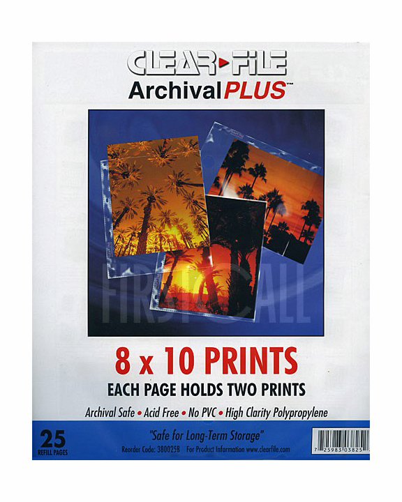 Clearfile Archival+ Print Pages ~ 8X10, 25 Pack