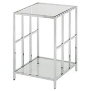 Lwory Mission Glass End Table, Clear Glass / Chrome