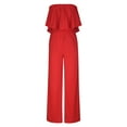 thumbnail image 3 of Mrat Plus Size Jumpsuits Womens Trendy Summer Solid Casual Ruffle Sleeveless Suspender Jumpsuit Cargo Pants Women S-101 Red-A XL, 3 of 5