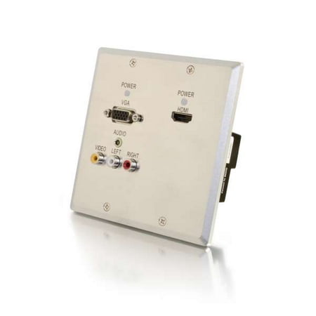 Hdmi(r) Hdbaset + Vga + Stereo Audio + Composite Video + Audio Over Cat5 Extender Double Gang Wall Plate Transmitter - Aluminum