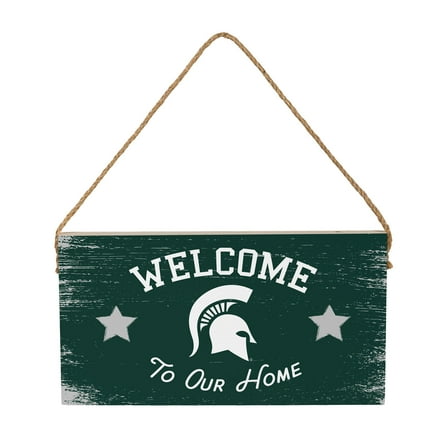 Michigan State Spartans 6" x 11" Welcome Home Wood Wall Sign with Rope Hanger