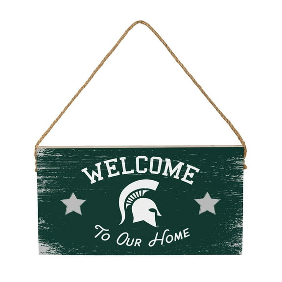 Michigan State Spartans 6" x 11" Welcome Home Wood Wall Sign with Rope Hanger