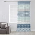 thumbnail image 3 of Blue Striped Semi Sheer Curtains Drapes for Living Room, Bedroom, French Doors Window 54 Inches Long, Boho Modern Geometric Abstract Art Ethnic Rod Pocket Chiffon Curtain Drapery Voile Drape Panel, 3 of 6