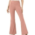 thumbnail image 4 of Women's Flare Yoga Pants - High Waisted Flare Leggings Workout Casual Boot Cut Pants Stretchy Sports Pants with Pockets Ladies Stretch Women Pants S-8 Pink-a XL, 4 of 7