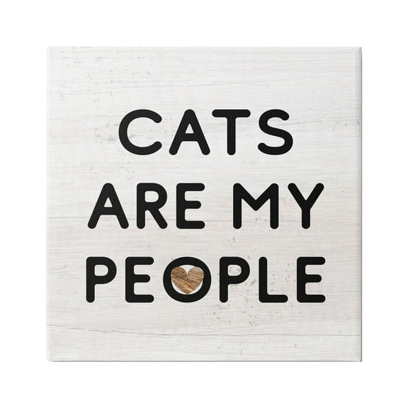 Stupell Industries Cats Are My People Rustic Heart Symbol Text Graphic Art Gallery Wrapped Canvas Print Wall Art, Design by Daphne Polselli