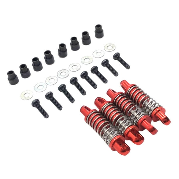 Paquete de 4 amortiguadores de resorte metálicos para Wltoys K969, K979, P929 y P939, escala 1:28 RC rojo