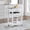White+22 inch Stainless Steel Countertop, variant on Avobird Kitchen Island Cart, Mobile Kitchen Cart with 22inch Marble Countertop/Underneath Drawer/Slide-Out Wire Storage Basket, White