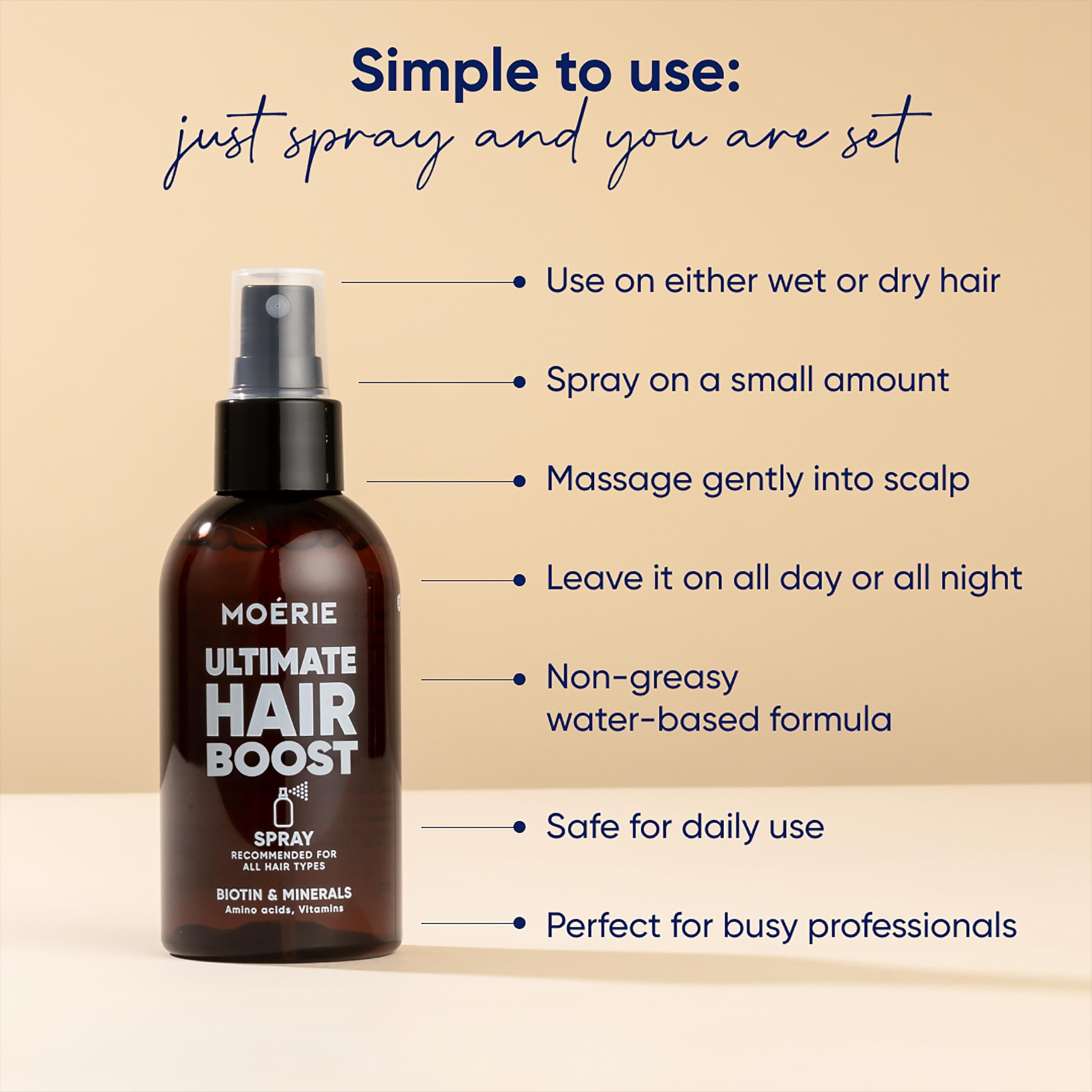 Moerie Lightweight Hair Spray – Strengthening, Nourishing Formula with Biotin, Vitamins & Amino Acids – Fresh Scent – 5.07 fl oz