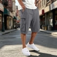 thumbnail image 2 of XFeng Men Black Cargo Shorts Zipper Button Pockets Loose Knee‑Length Casual Outdoor Shorts, 2 of 6