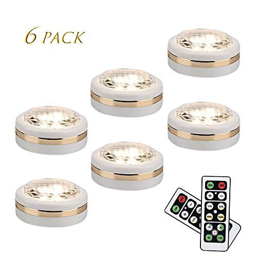 Holkpoilot Puck Lights with Remote Control 1PACK LED Under Cabinet Lights,Under Counter Light Battery Operated Stick On Lights Closet Light Dimmable,Wireless Under Cabinet Lighting