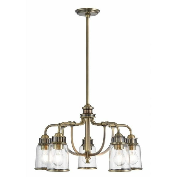 Coastal Traditional Farmhouse Five Light Chandelier-Antique Brass Finish Bailey Street Home 218-Bel-2513007