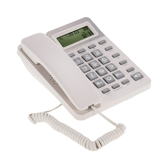Amdohai Desktop Corded Landline Phone Fixed Telephone with LCD Display Mute/ Pause/ Hold/ Flash/ Redial/ Hands Free/ Calculator Functions for Home Hotel Office Bank Call Center