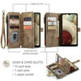 thumbnail image 4 of JTCASES for Samsung Galaxy A22 Wallet Case with Zipper Purse Card Holders Flip Stand Wrist Strap Magnetic Closure PU Leather Anti-scratch Support Wireless Charging Drop Resistant BUsiness Shell, Brown, 4 of 10
