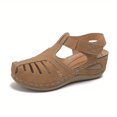 thumbnail image 4 of Sandalias De Tacón De Cuña Para Mujer, Zapatos Transpirables Con Correa En El Tobillo Y Punta Cerrada, Zapatos De Gancho Y Bucle De Color Sólido, 4 of 4
