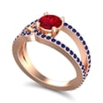 thumbnail image 2 of 2.50 Carat Elegant Round Shape Red Ruby & Blue Sapphire Gemstone Bridal Ring for Ladies Solid 18K Rose Gold Size 11.5 by Diamond-Capitals, 2 of 8