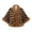 Brown, variant on Faux Fur Trim Cute Print Poncho Cape, Warm Fleece Lined Open Front Wrap Coat for Women Winter