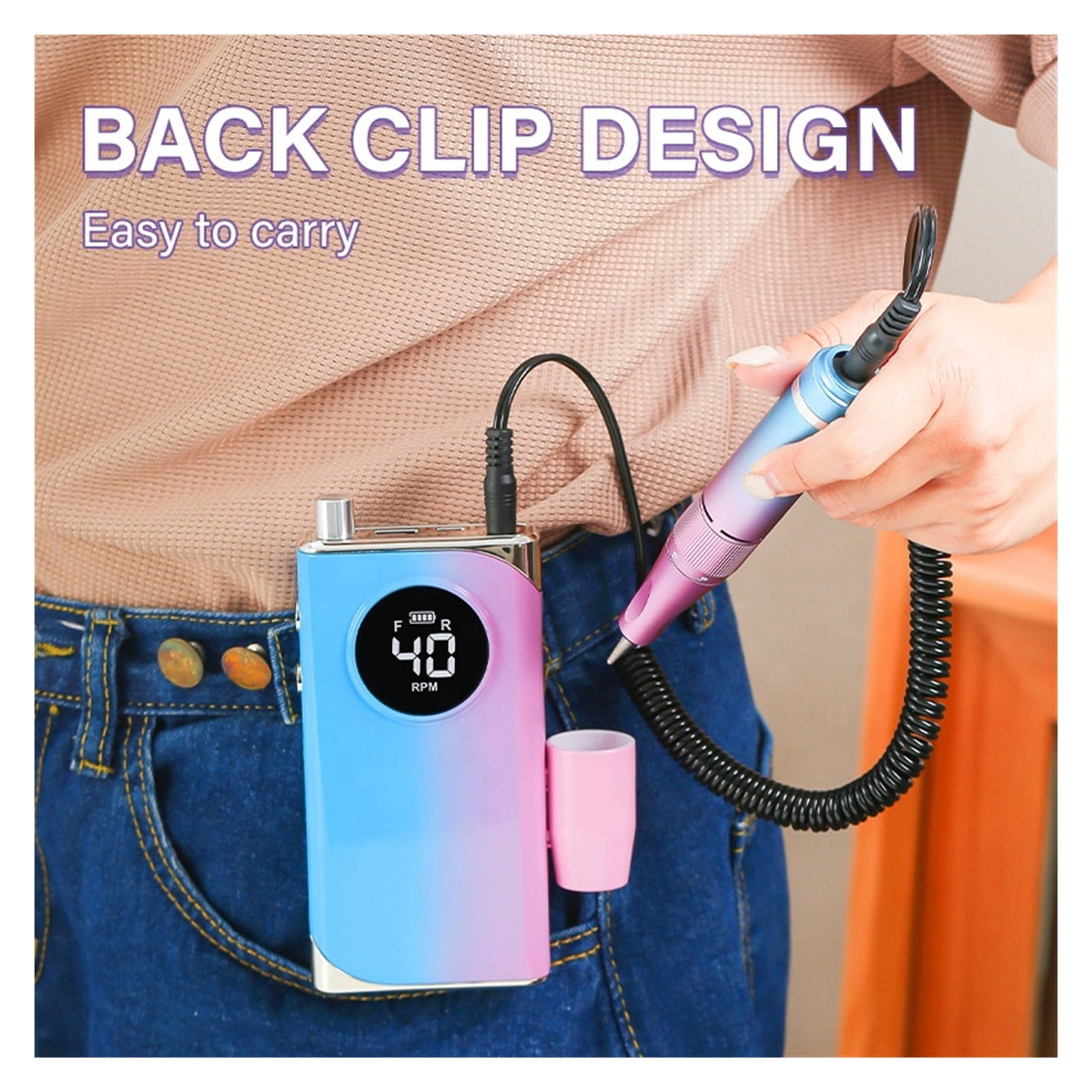 Portable Electric 40000RPM Rechargeable Nail File Beauty Salon Tool Manicure Machine Nail Polisher Drill ,Low Noise