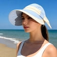 thumbnail image 6 of UPF 50+ Wide Brim Sun Hat for Women, UV Protection Summer Outdoor Beach Cap with Bow, Blue, 6 of 7