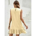 thumbnail image 2 of Women's Ruffle Hem Sleeveless Tank Dress Round Neck Casual Smock Summer Mini Dresses, 2 of 12