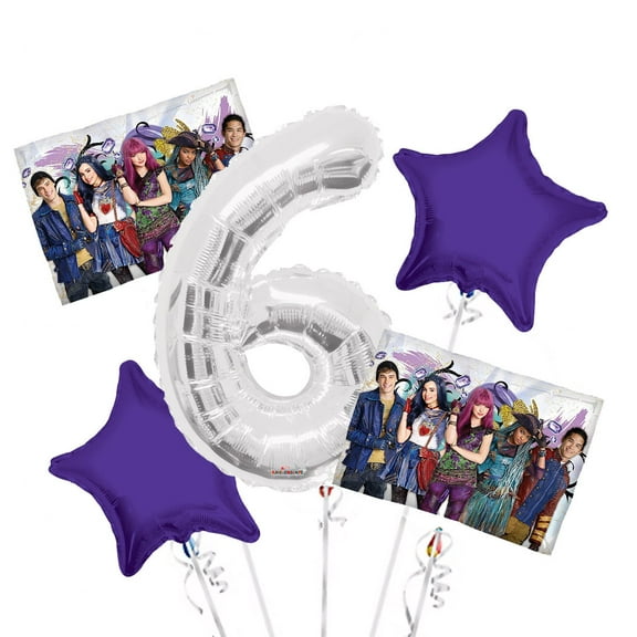 Descendants Balloon Bouquet 6th Birthday 5 pcs - Party Supplies