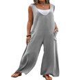 thumbnail image 1 of Combinaison en Coton Sans Manches pour Femmes Pantalon Large Ample Combinaison en Lin Grande Taille, 1 of 6