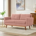 thumbnail image 6 of LONTAI 65" W Loveseat Sofa, Mid Century Modern Love Seat Couches for Living Room, Button Tufted Upholstered Sofa Couch for Bedroom, Soft Love Seats Furniture, Pink, 6 of 9
