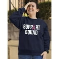 thumbnail image 3 of Breast Cancer Support Squad Pink Ribbon Crewneck Sweatshirt, XL, Navy, 3 of 6