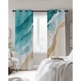 thumbnail image 3 of Summer Beach Blackout Curtains for Bedroom Living Room, Abstract Teal Beige Gradient Waves Sand 84 In Long Thermal Insulated Room Darkening Drapes Grommet Window Treatments, 52 x 84 In, 3 of 9