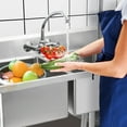 thumbnail image 5 of 2-Compartment Commercial Sink, Stainless Steel Utility Sink with Pull-out Faucet, Free Standing Double Bowl Kitchen Sink for Restaurant, Garage, Shop, Cafe, Outoor, 5 of 10