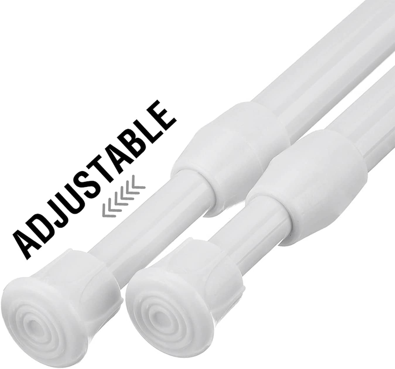2-Pack Adjustable Spring Tension Curtain Rods | 28-43 Inch No-Drill Rods For Kitchen, Bathroom, Windows - Black - View #3
