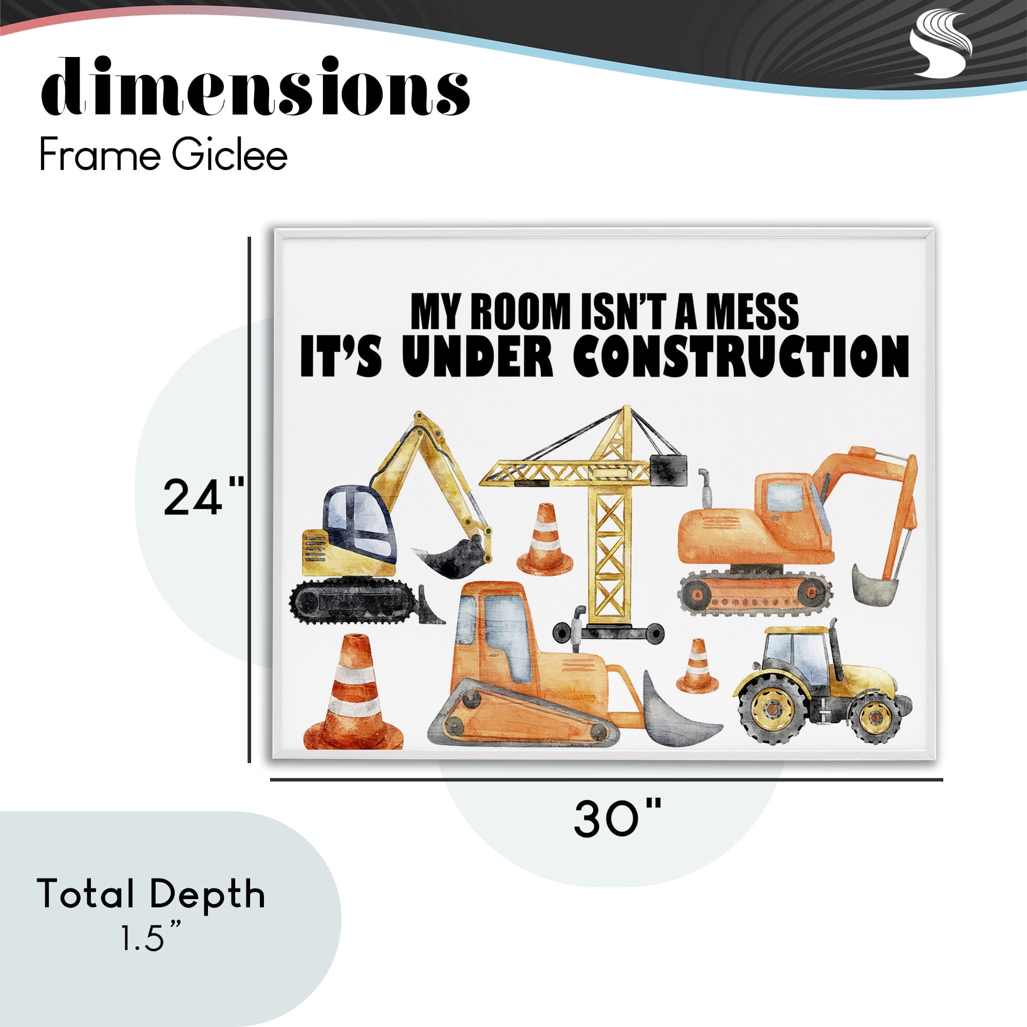Not A Mess Under Construction White Framed Giclee Art, design by Kim Allen