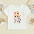 thumbnail image 2 of Okbabeha Kids Boy Girl Crew Neck Short Sleeve Cartoon Cat T Shirt Pullover Top Summer Basic Tees Casual Clothes 1-8Y, 2 of 7