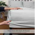 thumbnail image 6 of Linen Tencel Cotton Lyocell Blended Celeste Color Queen Colling Bed Sheet Set, 6 of 7