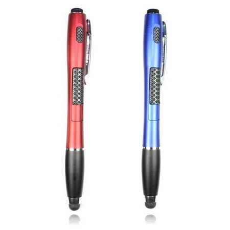 Stylus Pen [2 Pcs], 3-in-1 Touch Screen Pen (Stylus + Ballpoint Pen + LED Flashlight) For Smartphones Tablets iPad iPhone Samsung LG Sony etc [Red +
