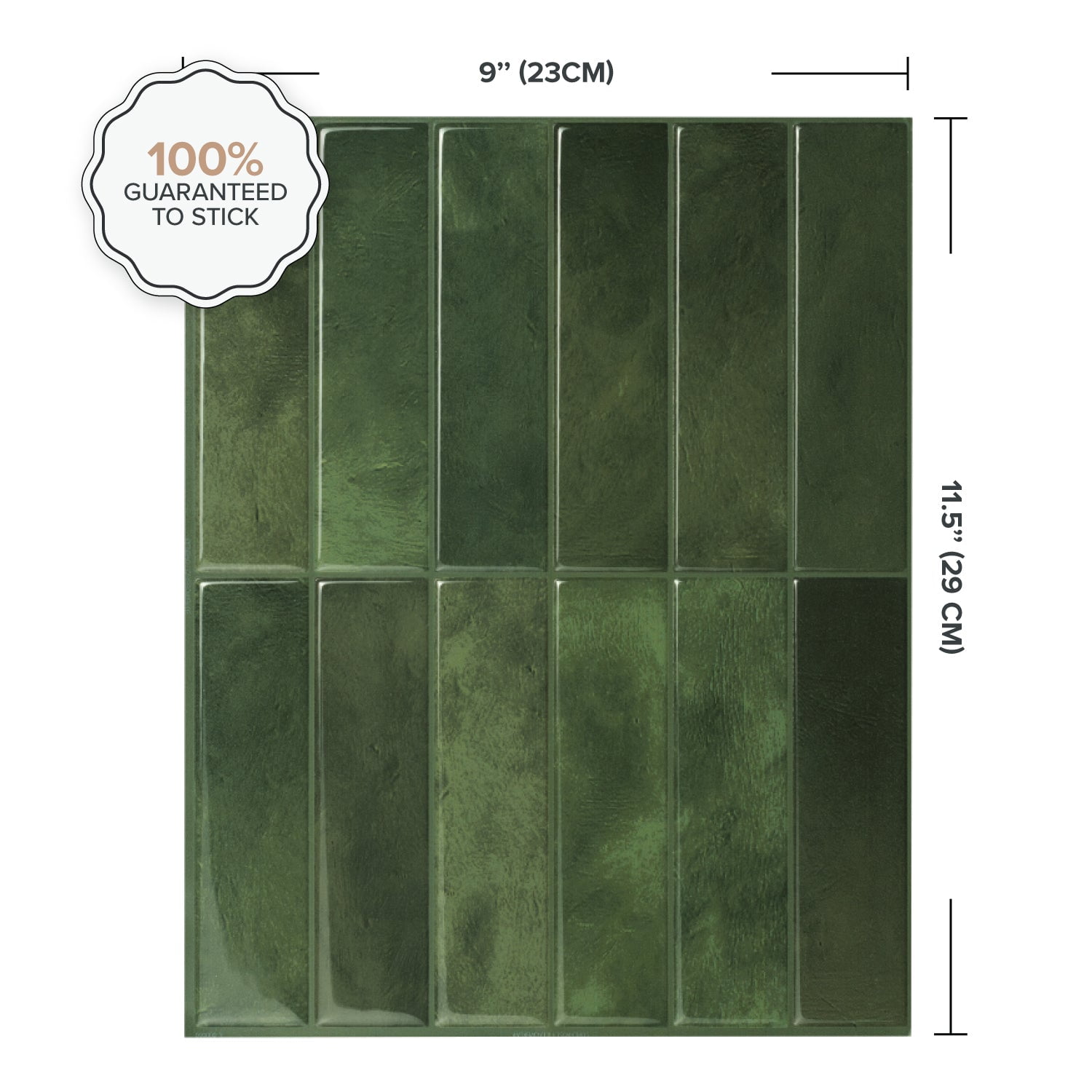 Smart Tiles Peel and Stick Backsplash, 5 Adhesive Tiles, Morocco Green, 11.43"x9"