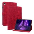 thumbnail image 2 of FJLBDE Case for Lenovo Tab K10 2021 10.3 inch TB-X6C6L X6C6F X6C6X, Embossed Flower PU Leather Flip Wallet Folio Stand Cover, Red, 2 of 7