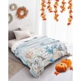 thumbnail image 4 of Coastal Flannel Blanket for Bed,Travel and Camping, Thanksgiving Pumpkin Starfish Coral Blue Letter Super Soft Cozy Blanket for All Seasons 50"x80", 4 of 6