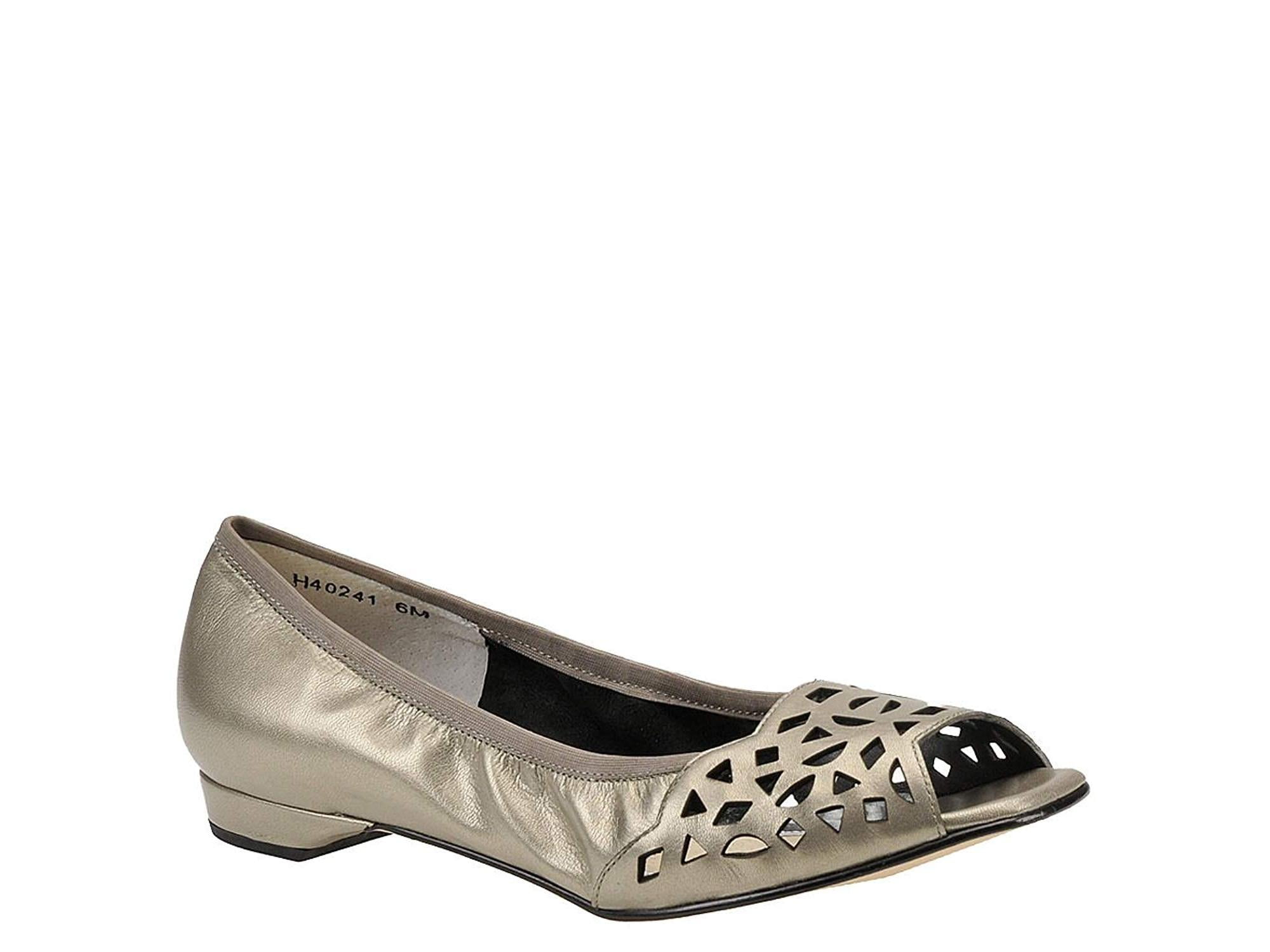 peep toe flat slides